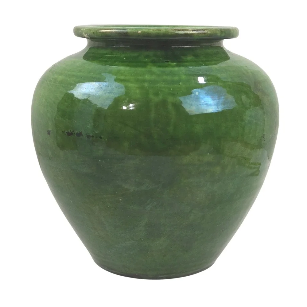 Signed Mid-Century Poterie Ravel Aubagne Green Glazed Terracotta 8
